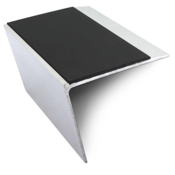 Black Non Slip Stair Nosing 67mm x 55mm Edge Trim With Pvc Insert Aluminium DDA Compliant
