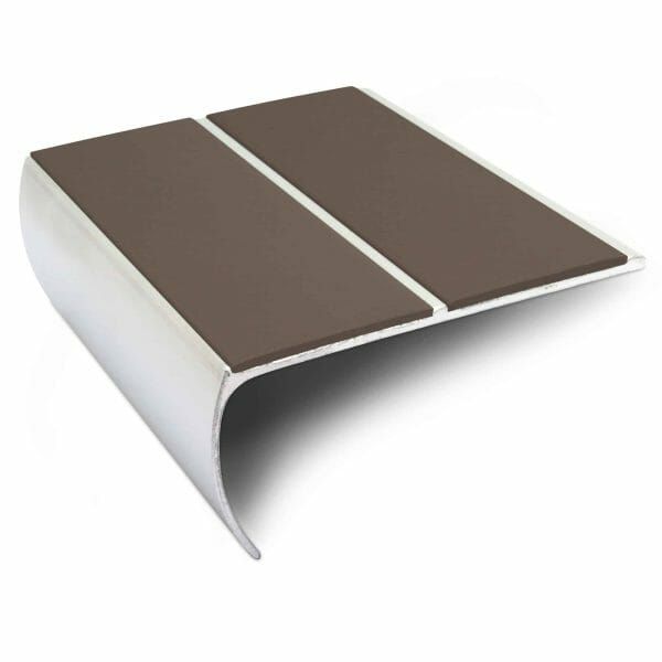 Brown Anti Slip Commercial Stair Nosing Aluminium Edge Trim With Pvc Insert 87 x 40mm