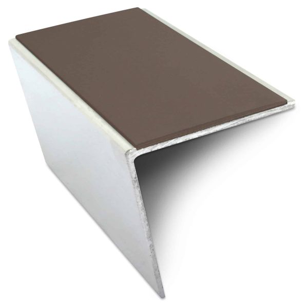 Brown Commercial Stair Nosing 57 x 55mm PVC Insert Aluminium Anti Slip Trim