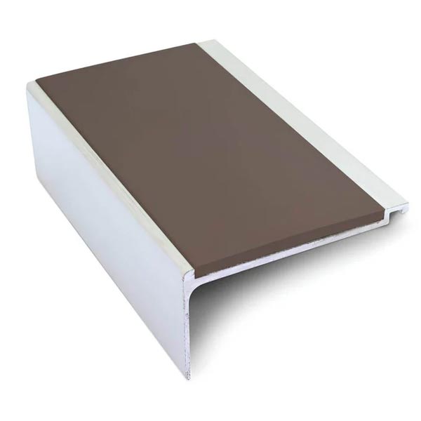 Brown Commercial Stair Nosing 60mm x 32mm With PVC Insert Non Slip