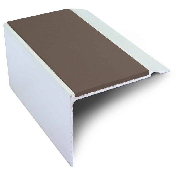 Brown Commercial Stair Nosing 72mm x 55mm With PVC Insert Non Slip Stair Edge Trim