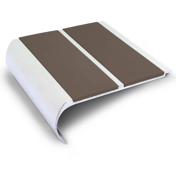 Brown Commercial Stair Nosing 91mm x 35mm Non Slip PVC Insert Bullnose Stair Nosing Edge