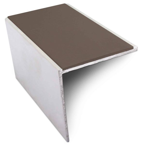 Brown DDA Compliant Aluminium Non Slip Commercial Stair Nosing Edge Trim With Pvc Insert 56 x 55mm
