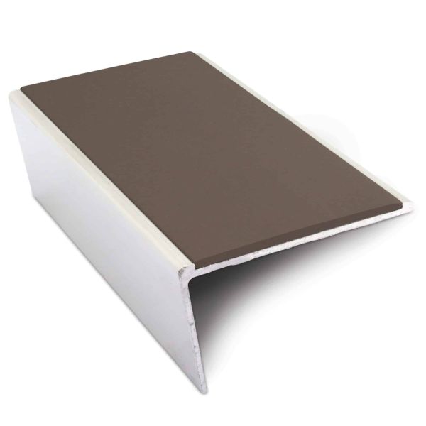 Brown Non Slip Aluminium Stair Nosing 57mm x 32mm Commercial PVC Trim
