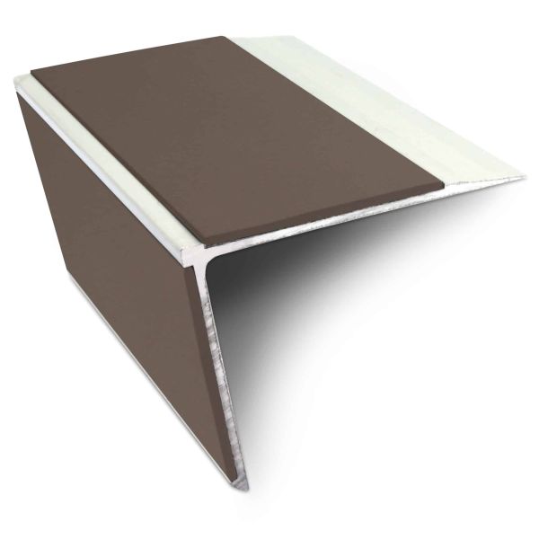 Brown Non Slip Commercial Stair Nosing Edge Trim With Pvc Insert Aluminium 75mm x 58mm