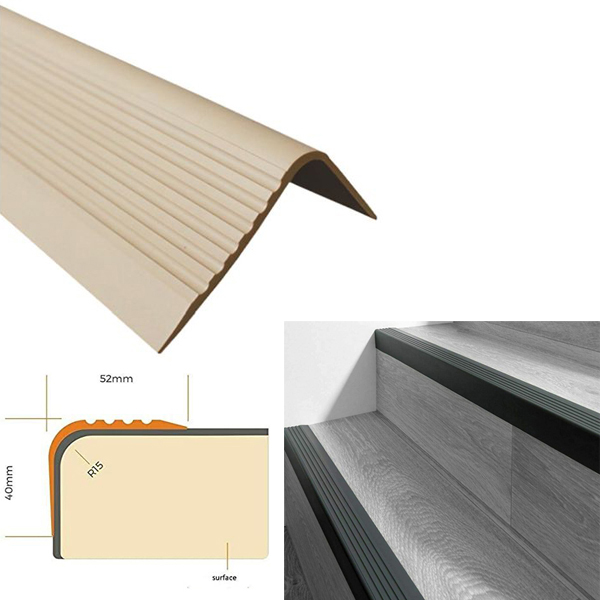 Bullnose Non Slip Stair Nosing PVC Rubber Angle Step Edge Beige