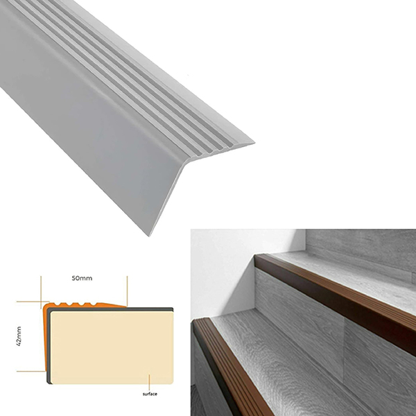 Bullnose Stair Nosing Non Slip Rubber Angle Step Edge Light Grey