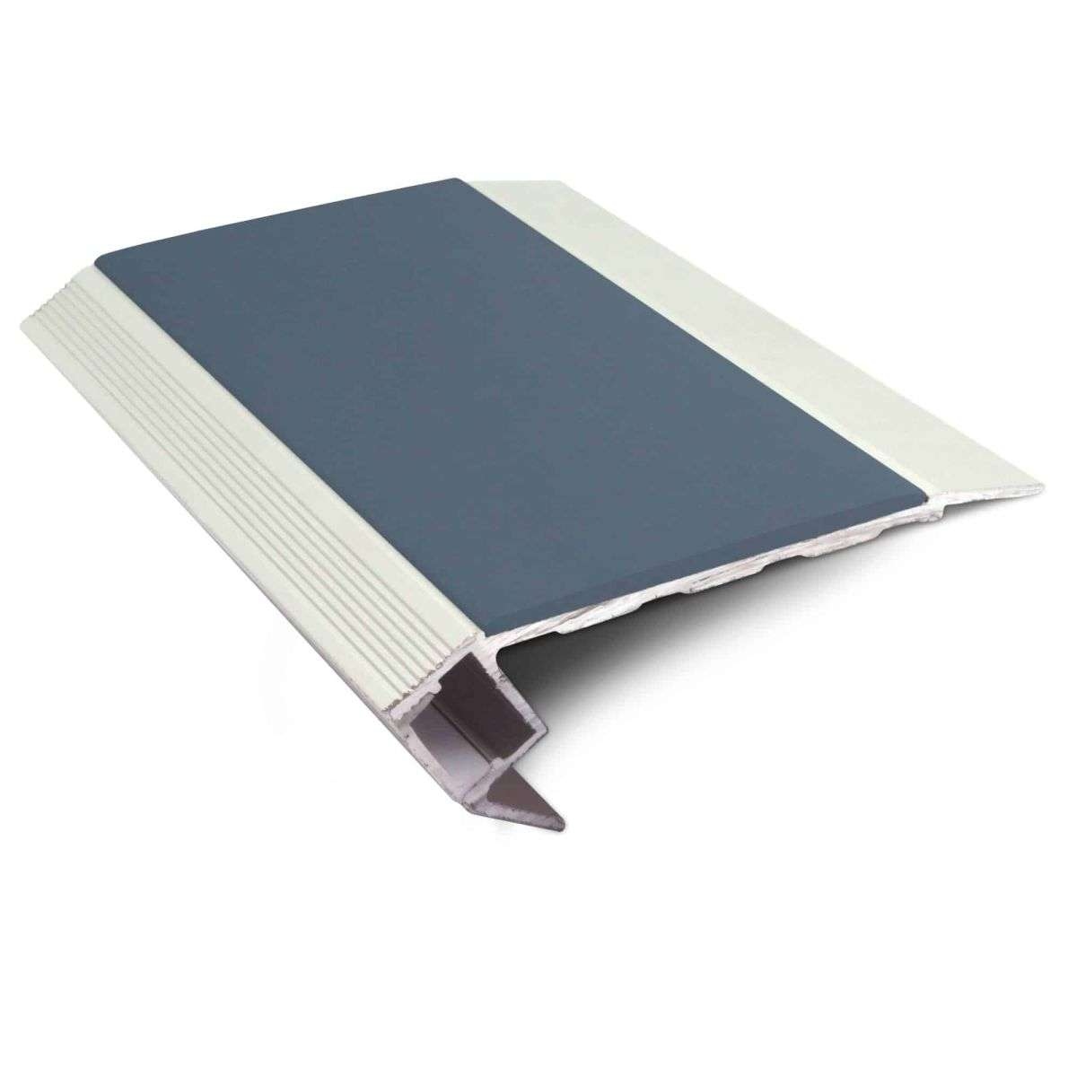 Cobalt Blue Light Down Aluminium Non Slip Stair Nosing 76.5 x 26mm with LED Lighting Edge Trim