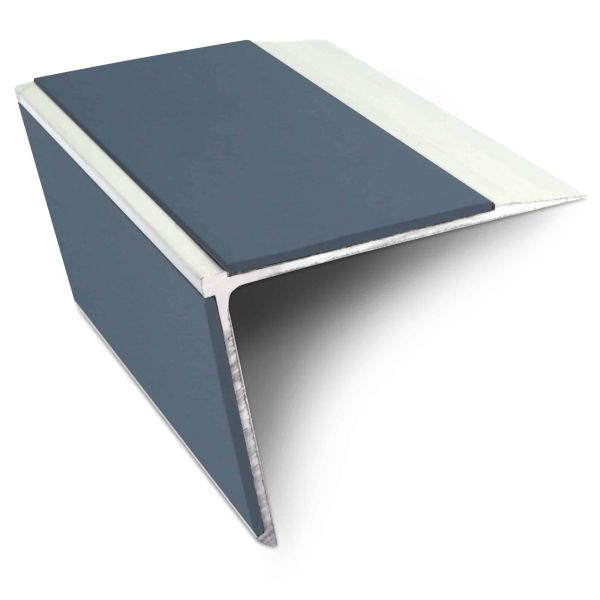 Cobalt Blue Non Slip Commercial Stair Nosing Edge Trim With Pvc Insert Aluminium 75mm x 58mm
