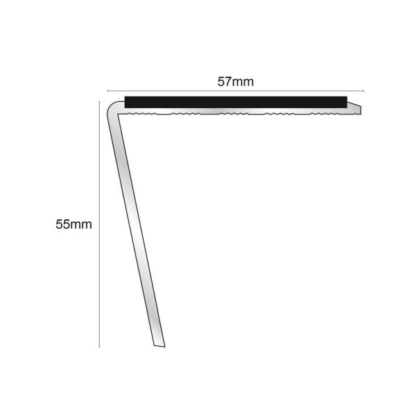 Commercial Stair Nosing 57 x 55mm PVC Insert Aluminium Anti SlipTrim