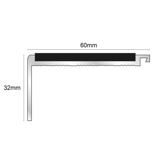 Commercial Stair Nosing 60mm x 32mm With PVC Insert NonSlip