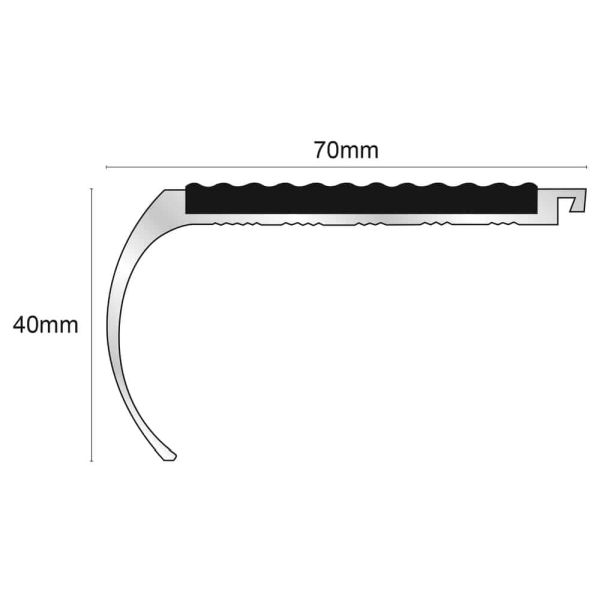 Commercial Stair Nosing 70mm x 40mm with Anti Slip PVC Insert - Image 2