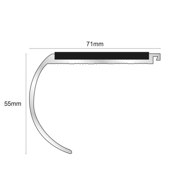 Commercial Bullnose Stair Nosing 71mm x 55mm Non Slip Edge Trim - Image 2