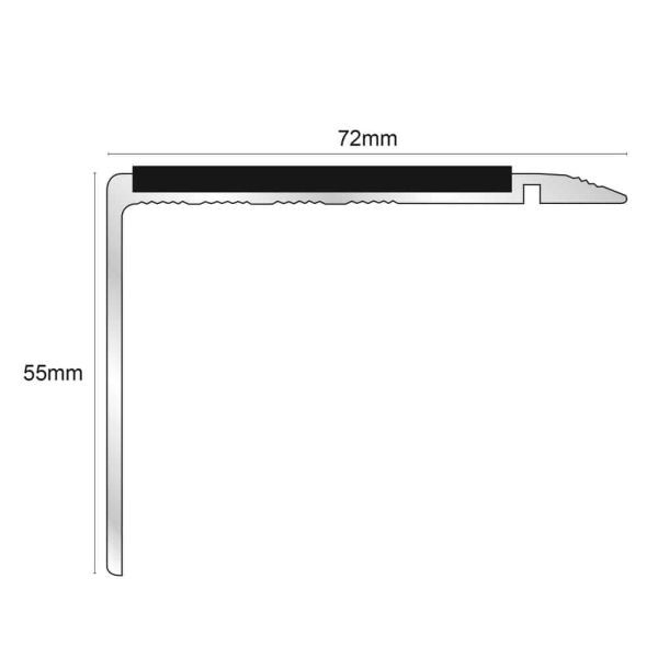Commercial Stair Nosing 72mm x 55mm With PVC Insert Non Slip Stair EdgeTrim