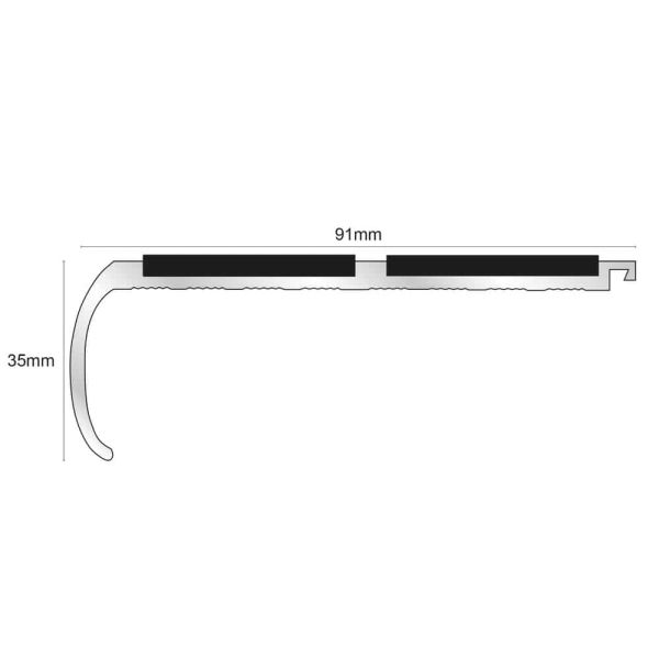 Commercial Bullnose Stair Nosing 91x35mm Non Slip Edge Protection - Image 2