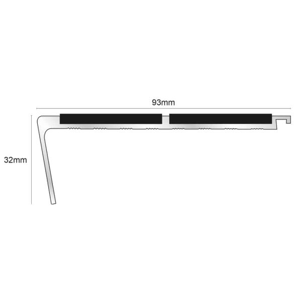 Commercial Stair Nosing 93mm x 32mm Non Slip PVC Insert Stair Nosing EdgeTrim