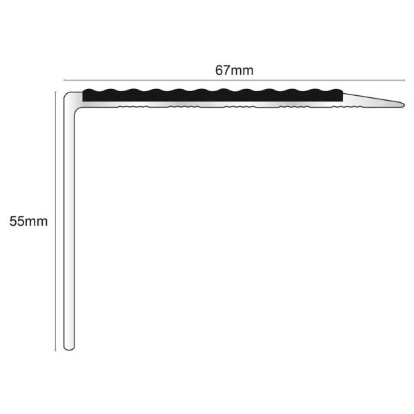 Commercial Stair Nosing Anti Slip Edge Trim With Pvc Insert Aluminium 67 x55mm