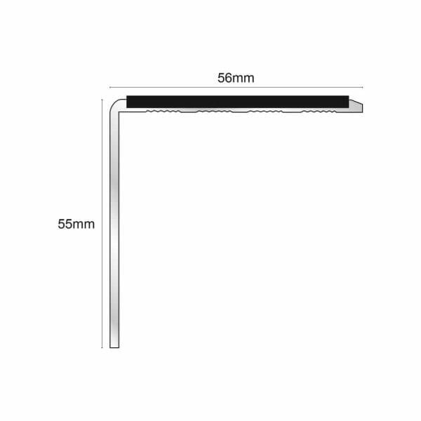 DDA Compliant Aluminium Non Slip Commercial Stair Nosing Edge Trim With Pvc Insert 56x55mm