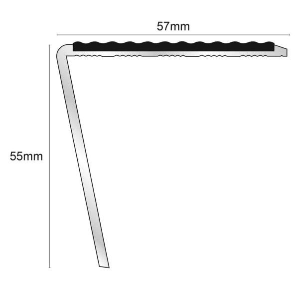57mm x 55mm DDA Compliant Aluminium Stair Nosing Anti Slip PVC Insert - Image 2