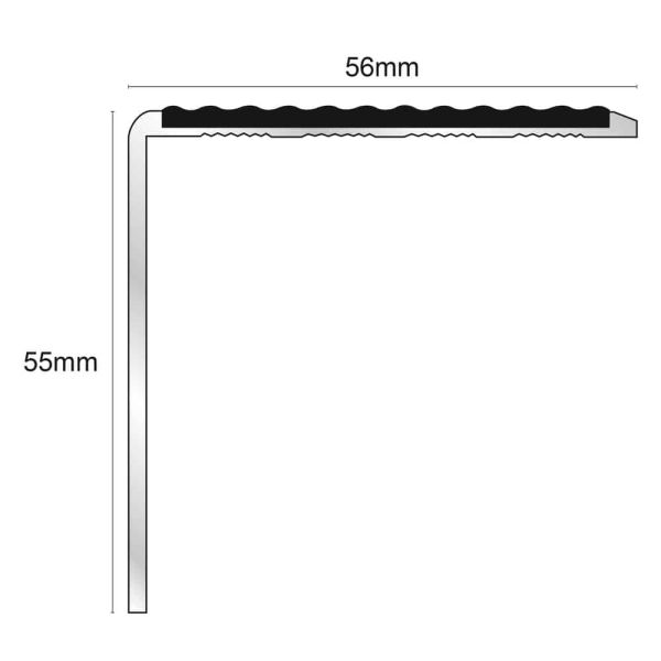 56mm x 55mm DDA Compliant Aluminium Stair Nosing Anti Slip PVC Insert - Image 3