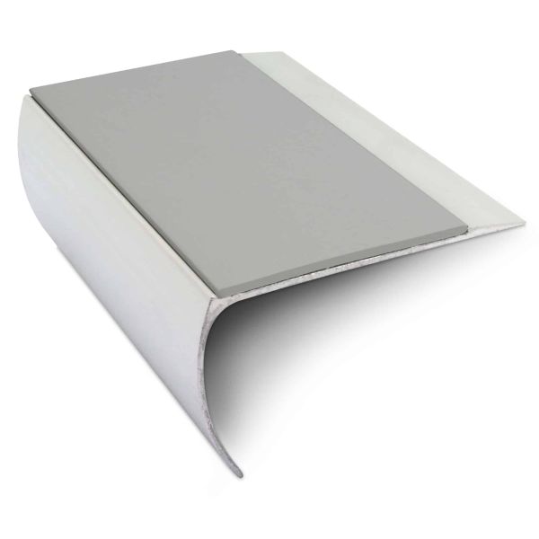Dolphin Grey Aluminium Non Slip Commercial Stair Nosing Edge Trim With Pvc Insert 69 x 40mm