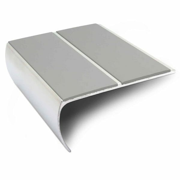 Dolphin Grey Anti Slip Commercial Stair Nosing Aluminium Edge Trim With Pvc Insert 87 x 40mm