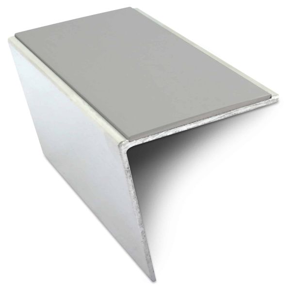 Dolphin Grey Commercial Stair Nosing 57 x 55mm PVC Insert Aluminium Anti Slip Trim