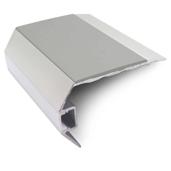 Dolphin Grey Commercial Stair Nosing 77.5mm x 48.5 mm Vision Light Down Tredsafe Non Slip
