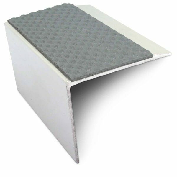 Dolphin Grey Commercial Stair Nosing Anti Slip Edge Trim With Pvc Insert Aluminium 67 x 55mm