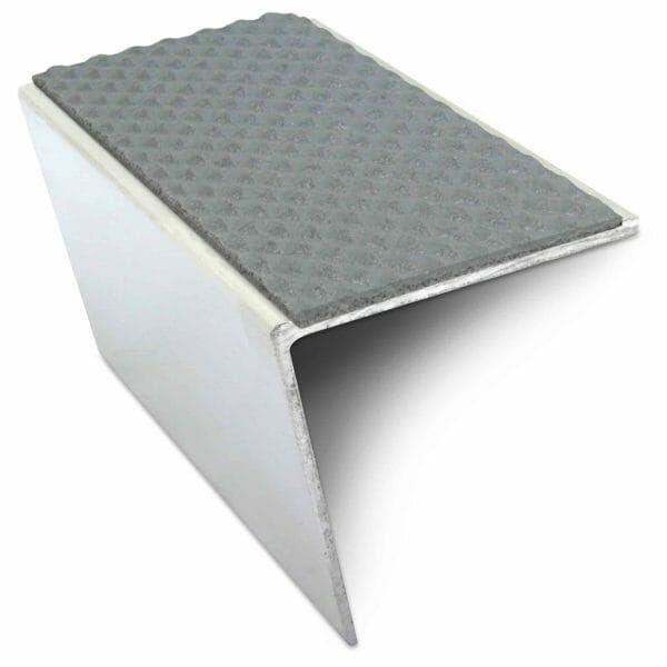 Dolphin Grey DDA Compliant Aluminium Non Slip Commercial Stair Nosing Edge Trim With Pvc Insert 57 x 55mm