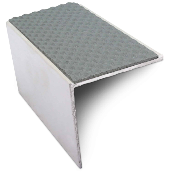 Dolphin Grey DDA Compliant Aluminium Stair Nosing Edge Trim Non Slip With Pvc Insert 56 x 55mm