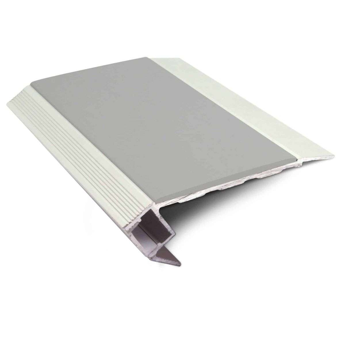 Dolphin Grey Light Down Aluminium Non Slip Stair Nosing 76.5 x 26mm with LED Lighting Edge Trim