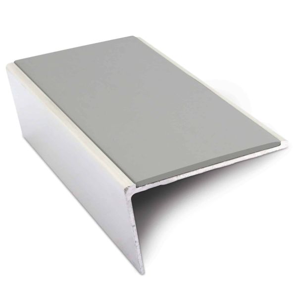 Dolphin Grey Non Slip Aluminium Stair Nosing 57mm x 32mm Commercial PVC Trim