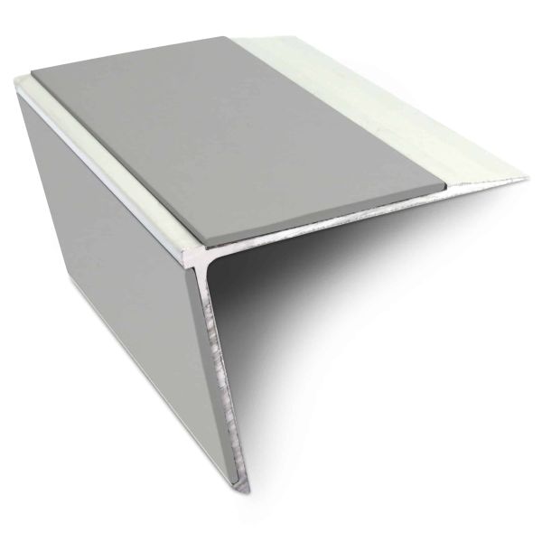 Dolphin Grey Non Slip Commercial Stair Nosing Edge Trim With Pvc Insert Aluminium 75mm x 58mm
