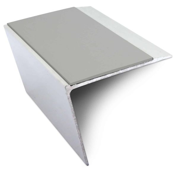 Dophin Grey Non Slip Stair Nosing 67mm x 55mm Edge Trim With Pvc Insert Aluminium DDA Compliant