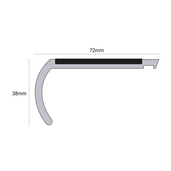 Tredsafe Hard Nose Stair Nosing 72 x 38mm Non Slip PVC Trim - Image 2