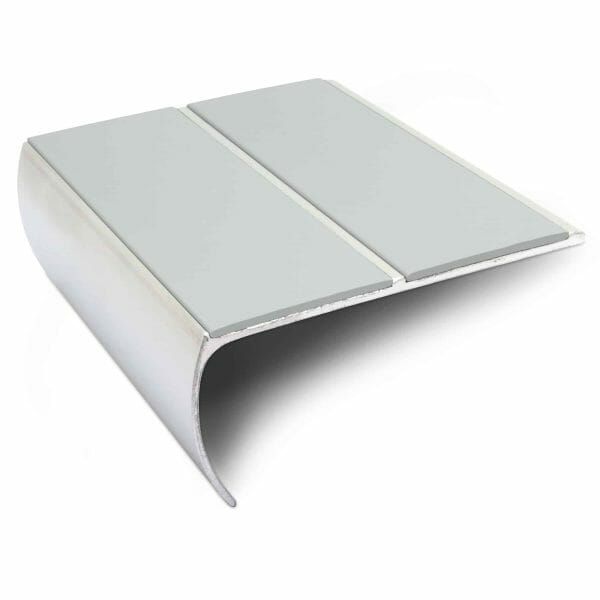 Ice Grey Anti Slip Commercial Stair Nosing Aluminium Edge Trim With Pvc Insert 87 x 40mm