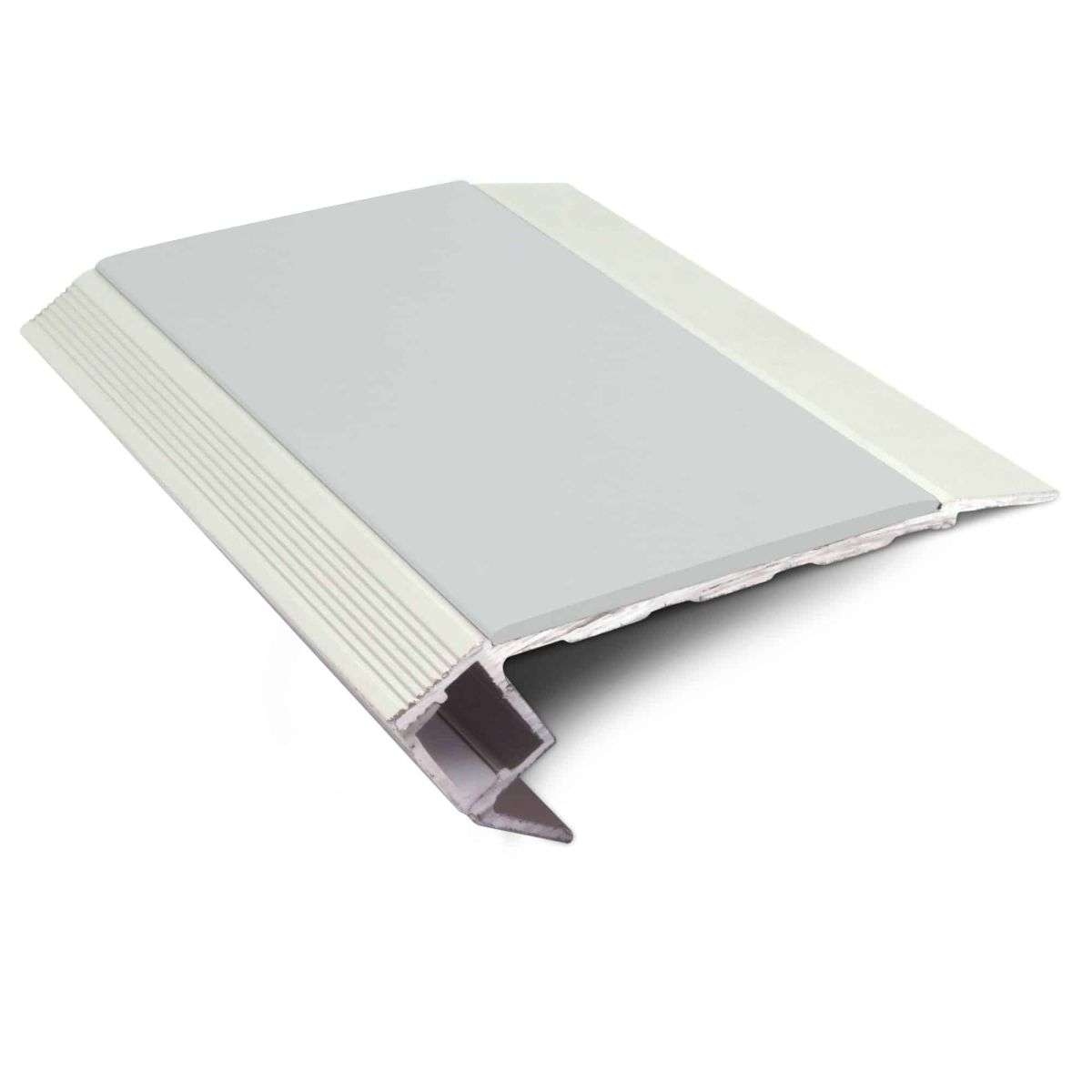 Ice Grey Light Down Aluminium Non Slip Stair Nosing 76.5 x 26mm with LED Lighting Edge Trim