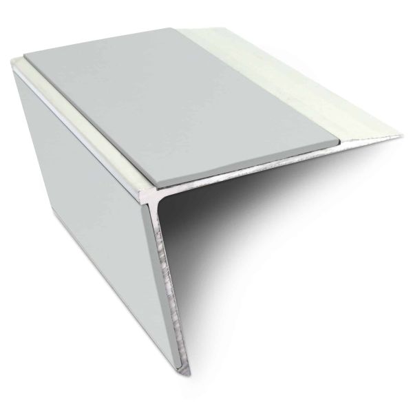 Ice Grey Non Slip Commercial Stair Nosing Edge Trim With Pvc Insert Aluminium 75mm x 58mm