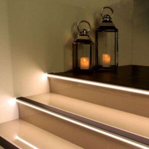 Light Down Aluminium Non Slip Stair Nosing 76.5 x 26mm with LED Lighting Edge Trim