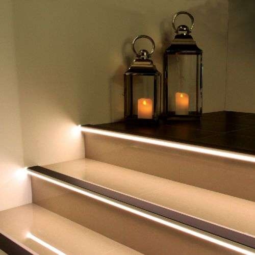 Light Down Aluminium Non Slip Stair Nosing 76.5 x 26mm with LED Lighting Edge Trim