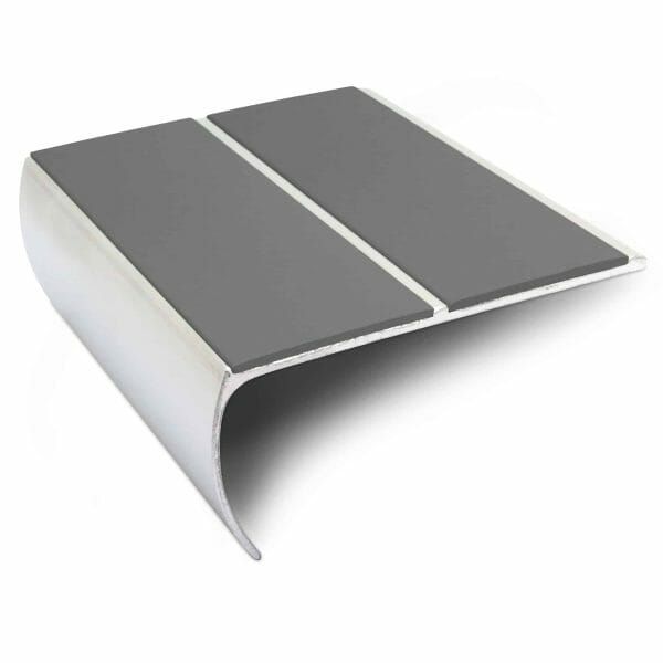 Mid Night Grey Anti Slip Commercial Stair Nosing Aluminium Edge Trim With Pvc Insert 87 x 40mm