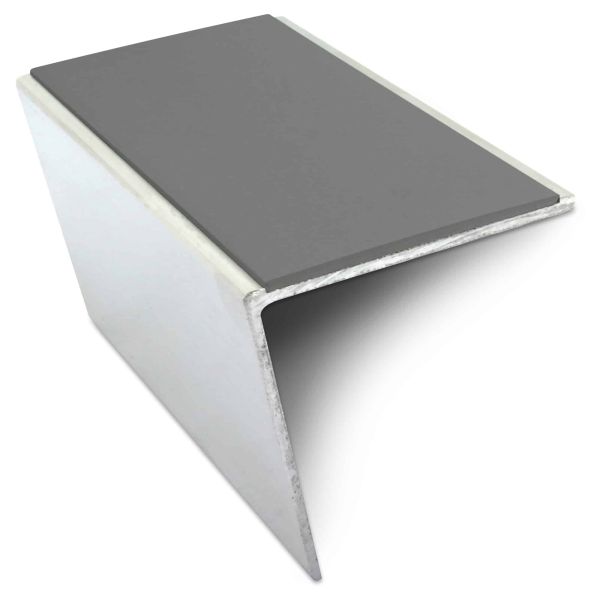Mid Night Grey Commercial Stair Nosing 57 x 55mm PVC Insert Aluminium Anti Slip Trim