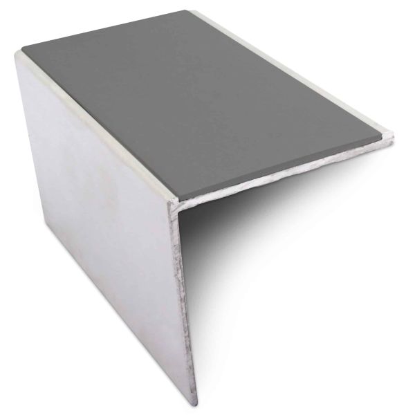 Mid Night Grey DDA Compliant Aluminium Non Slip Commercial Stair Nosing Edge Trim With Pvc Insert 56 x 55mm