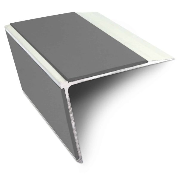 Mid Nightgrey Non Slip Commercial Stair Nosing Edge Trim With Pvc Insert Aluminium 75mm x 58mm