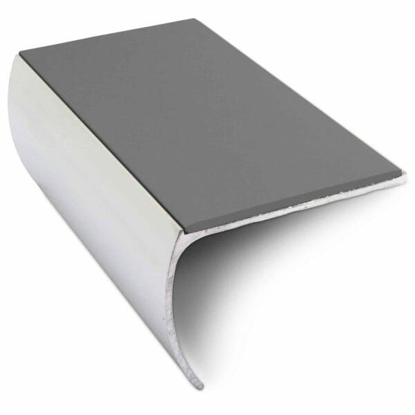 Midnight Grey Aluminium Non Slip Commercial Stair Nosing Bullnose Edge Trim With Pvc Insert 57 x 40mm