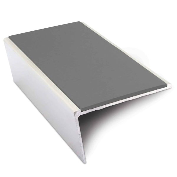 Midnight Grey Non Slip Aluminium Stair Nosing 57mm x 32mm Commercial PVC Trim