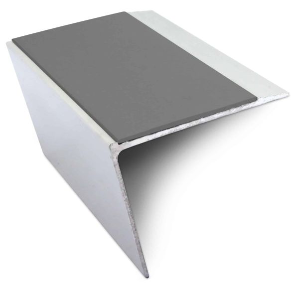 Midnight Grey Non Slip Stair Nosing 67mm x 55mm Edge Trim With Pvc Insert Aluminium DDA Compliant