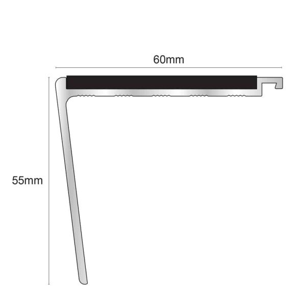 60mm x 55mm Commercial Stair Nosing with Anti Slip PVC Insert - Image 3