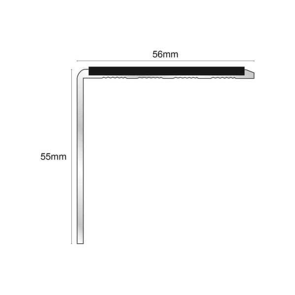 56mm x 55mm Aluminium Commercial Stair Nosing Anti Slip Edge Trim - Image 2